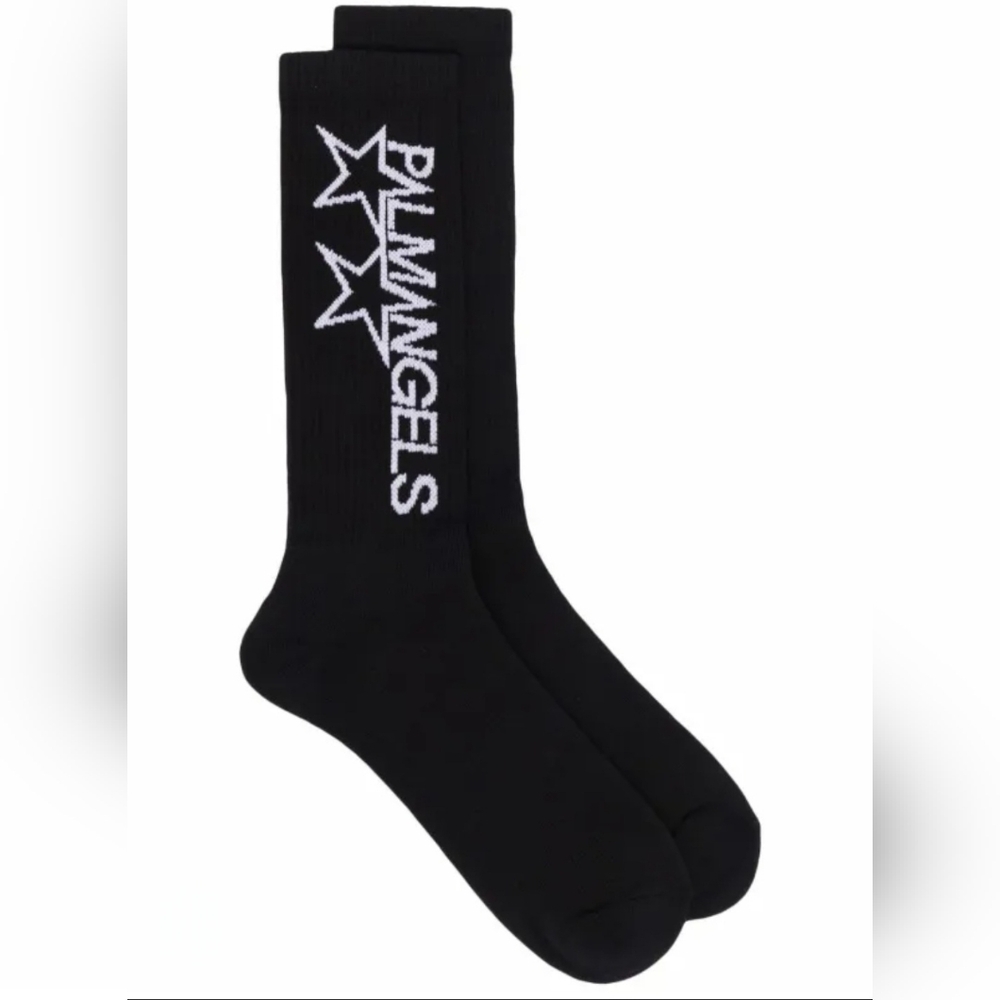 NWT Palm Angels Racing Stars Logo Socks Sz L/XL Black